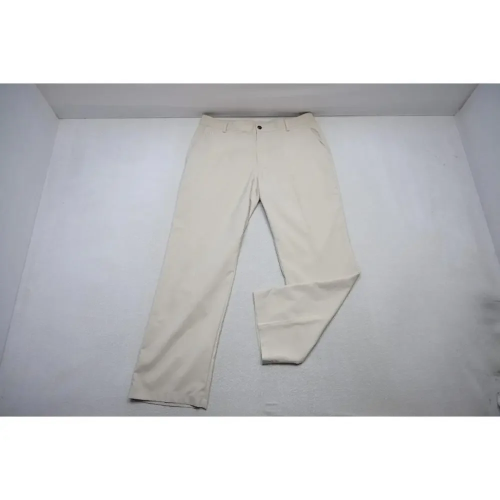 Adidas Golf Pants ClimaLite Beige Flat Dry Fitting Athletic Mens Size 36 x 32‎